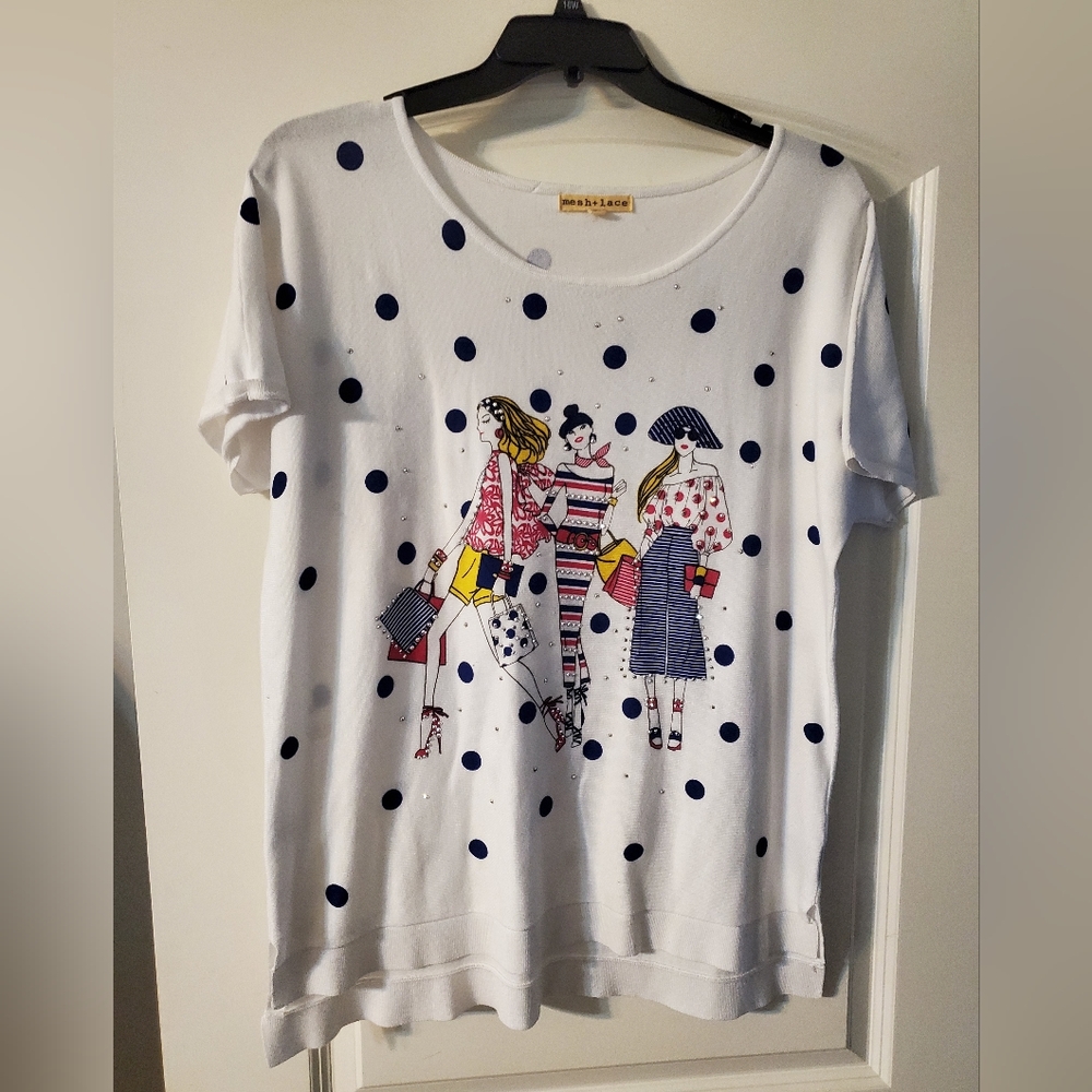 YES! So cute mesh+lace ladies top, nice length beautiful design